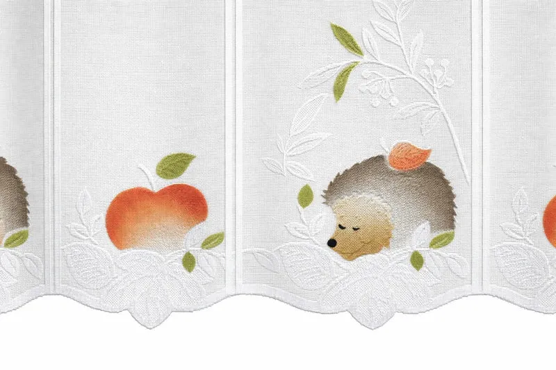 Scheibengardine Igel Apfel HxB 45x150cm