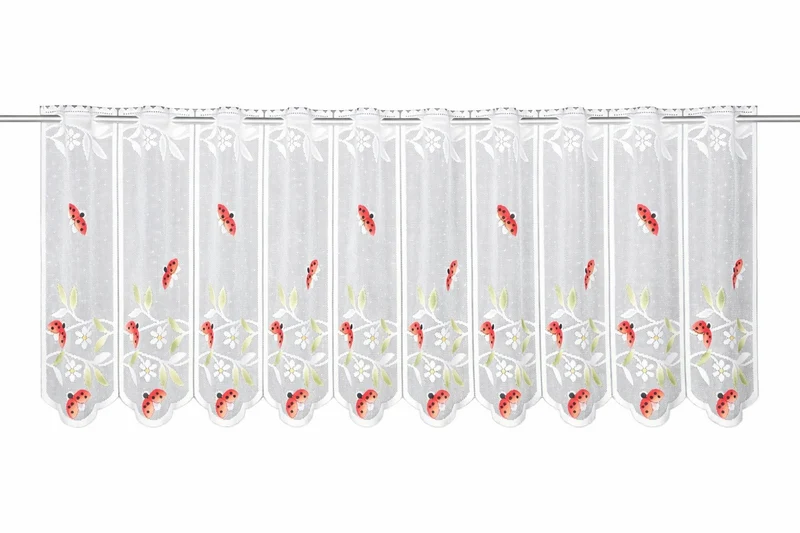 Scheibengardine Marienkäfer HxB 50x153cm Jacquard bedruckt transparent rot weiß