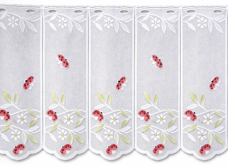Scheibengardine Marienkäfer HxB 50x153cm Jacquard bedruckt transparent rot weiß