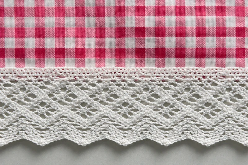 Scheibengardine Landhaus rot weiß HxB 30x140cm