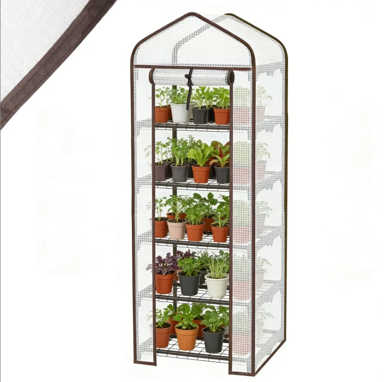 Sekey Mini Tomatengewächshaus 5 Etagen – Großes Balkon-Gewächshaus, winterfest & stabil für Indoor & Outdoor mit flexiblem Pflanzsystem