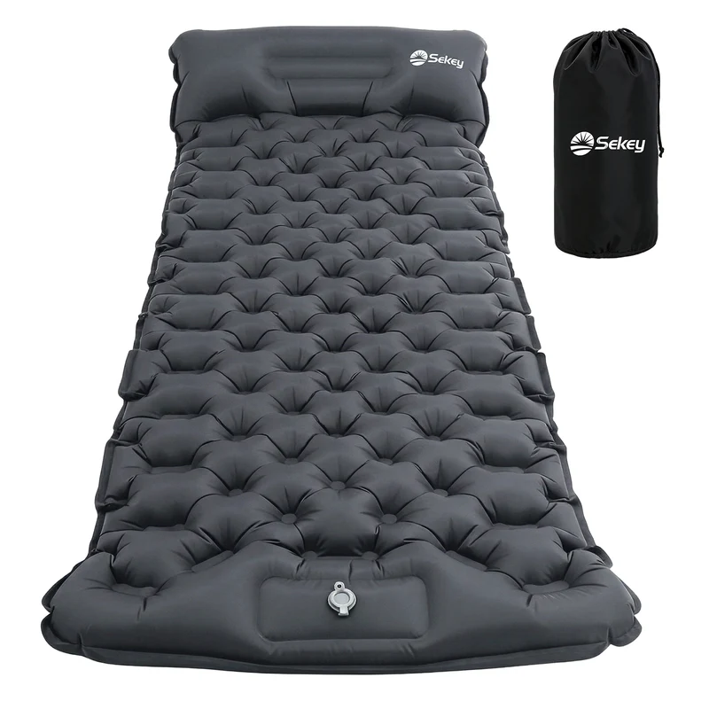 Sekey Selbstaufblasbare Isomatte 200×70×10 cm – Ultraleicht, Komfortabel & Grau für Camping, Trekking & Outdoor