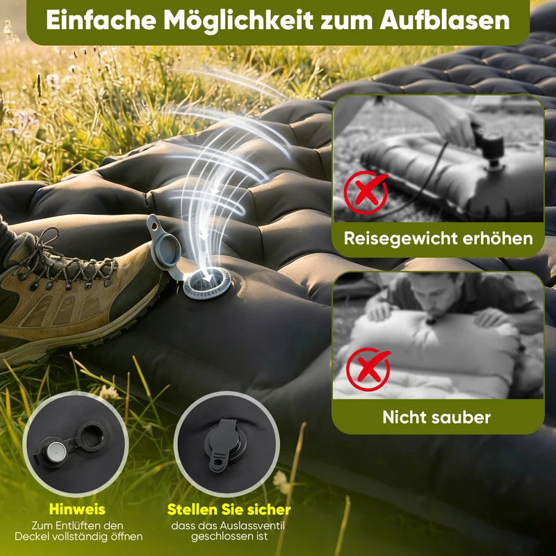 Sekey Selbstaufblasbare Isomatte 200×70×10 cm – Ultraleicht, Komfortabel & Wasserdicht für Camping, Trekking & Outdoor