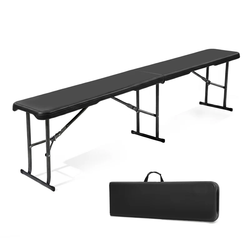 Sekey Klappbare Bierbank 183 cm – Kunststoff Campingbank & Bierzeltbank bis 300 kg Belastbar, Gartenbank Klappbar mit Tragegriff, Schwarz