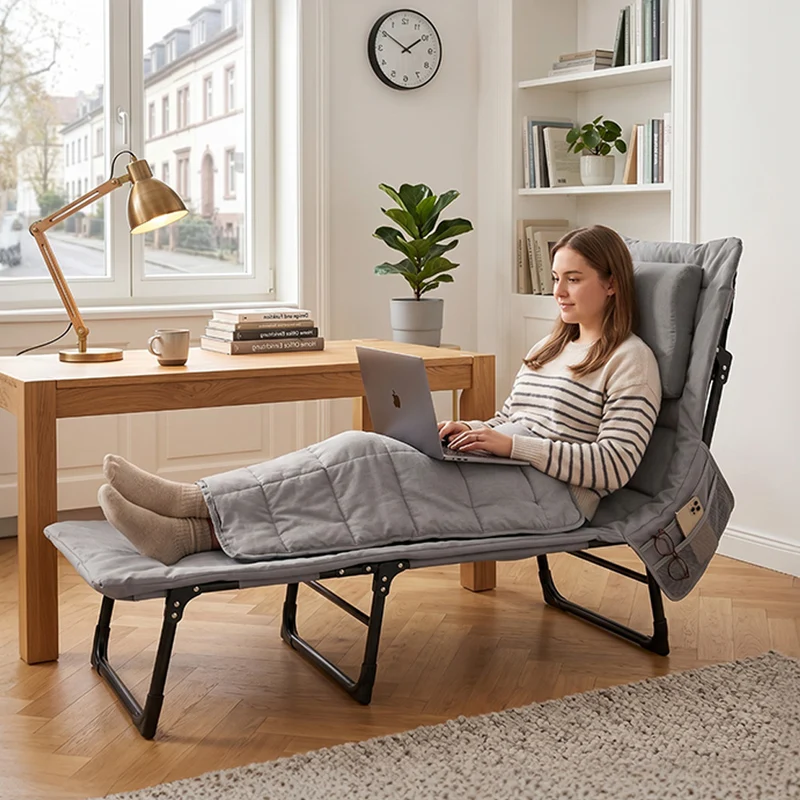 Sekey Faltbett klappbar mit Matratze & Kissen 193x70 cm – verstellbares Campingbett mit 6-fach Rückenlehne, bis 150 kg belastbar, Gästebett für Camping, Garten & Zuhause