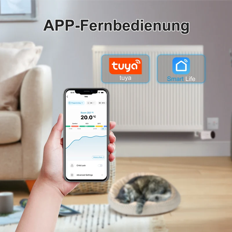 Salcar Smartes Heizkörperthermostat WLAN – WiFi Heizungsthermostat mit Tuya App, kompatibel mit Amazon Alexa & Google Home, programmierbar, ohne Gateway, Smart Heizkörperthermostat