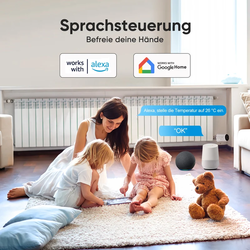 Salcar Smartes Heizkörperthermostat WLAN – WiFi Heizungsthermostat mit Tuya App, kompatibel mit Amazon Alexa & Google Home, programmierbar, ohne Gateway, Smart Heizkörperthermostat