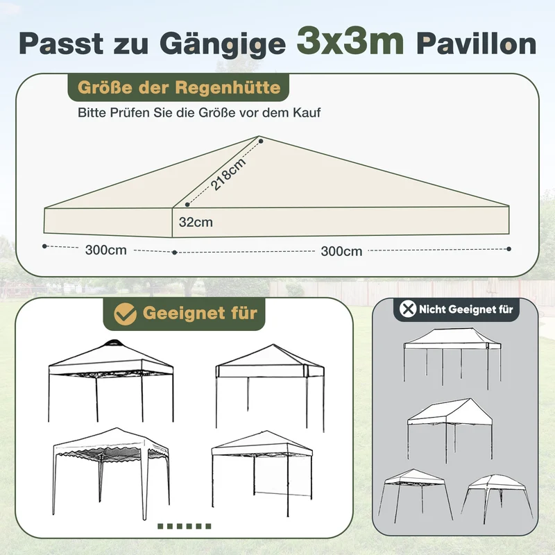 Sekey Faltpavillon 3x3 m mit 4 Seitenteilen & transparentem EVA-Regenschutz – Wasserdichter Gartenpavillon, Pop-Up Partyzelt mit 420D Oxford-Gewebe & UPF 50+
