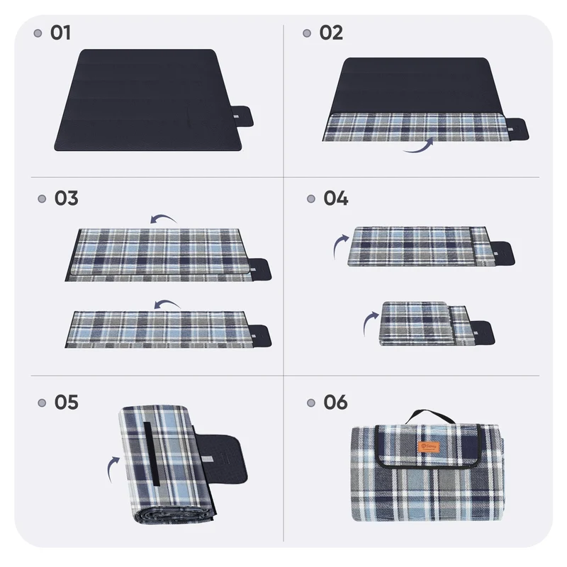 Sekey XXL Picknickdecke 200x200 cm – Waschbare & Schmutzabweisende Camping- und Stranddecke, Faltbar & Bequem für Outdoor, Park & Wiese