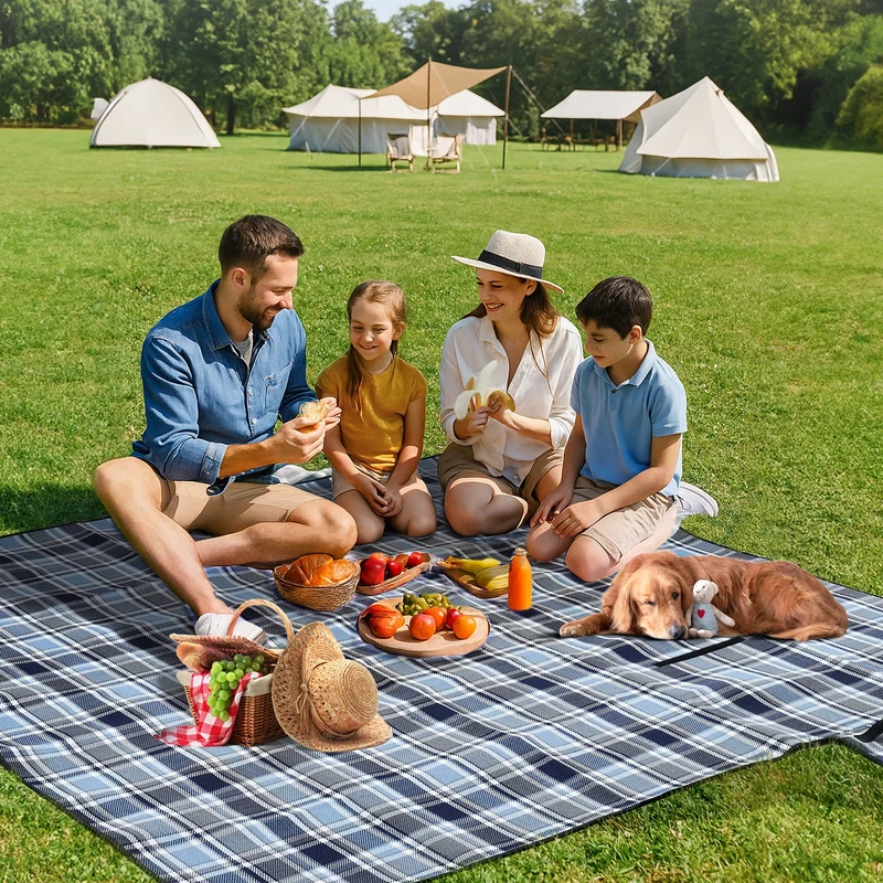 Sekey XXL Picknickdecke 200x200 cm – Waschbare & Schmutzabweisende Camping- und Stranddecke, Faltbar & Bequem für Outdoor, Park & Wiese