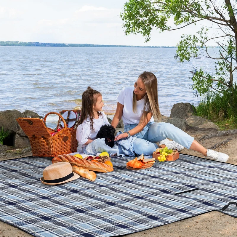 Sekey XXL Picknickdecke 200x200 cm – Waschbare & Schmutzabweisende Camping- und Stranddecke, Faltbar & Bequem für Outdoor, Park & Wiese