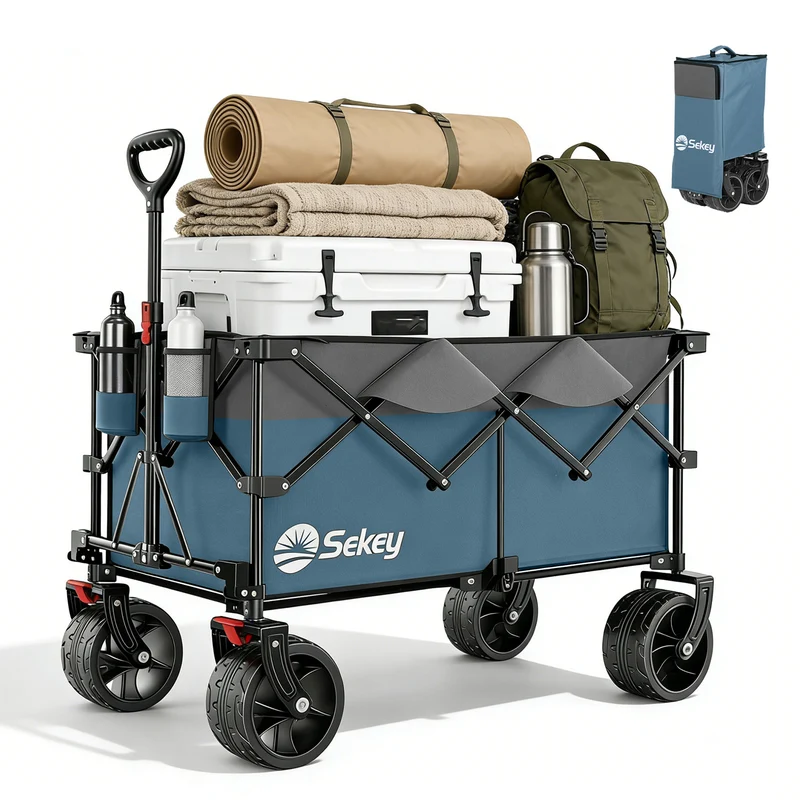 Sekey XXL Plus Faltbollerwagen 200 L, Bis 200 kg belastbar, Extra breite All-Terrain-Räder, patentierter 4-Wege-Sofortaufbau, 4032