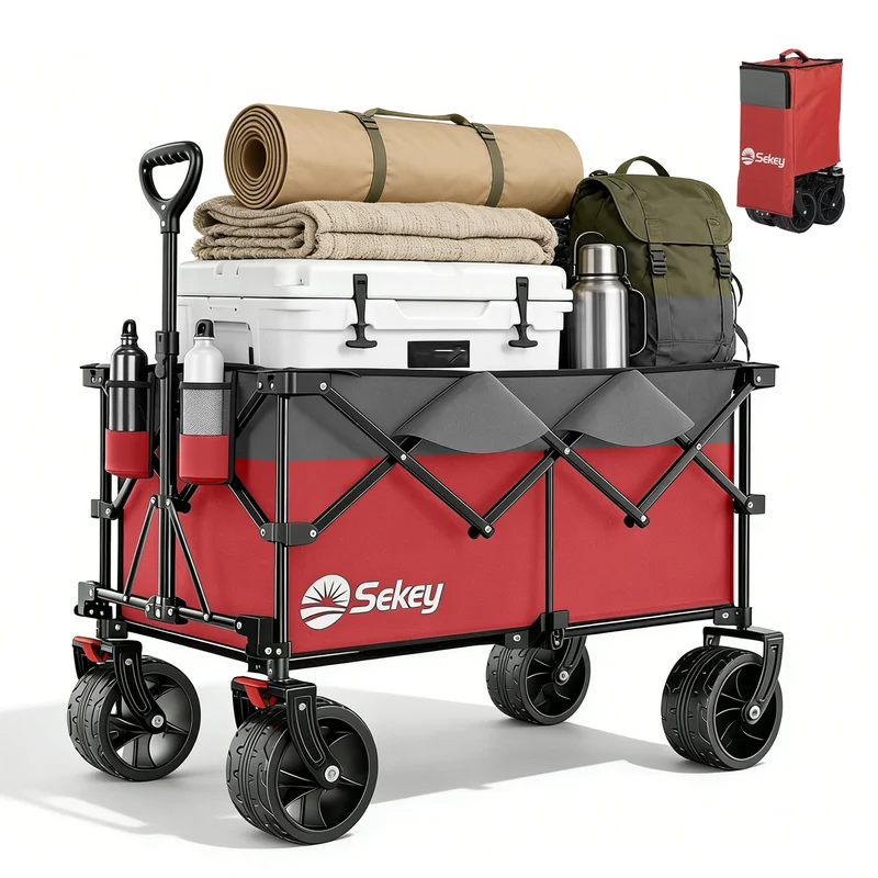 Sekey XXL Plus Faltbollerwagen 200 L, Bis 200 kg belastbar, Extra breite All-Terrain-Räder, patentierter 4-Wege-Sofortaufbau, 4032