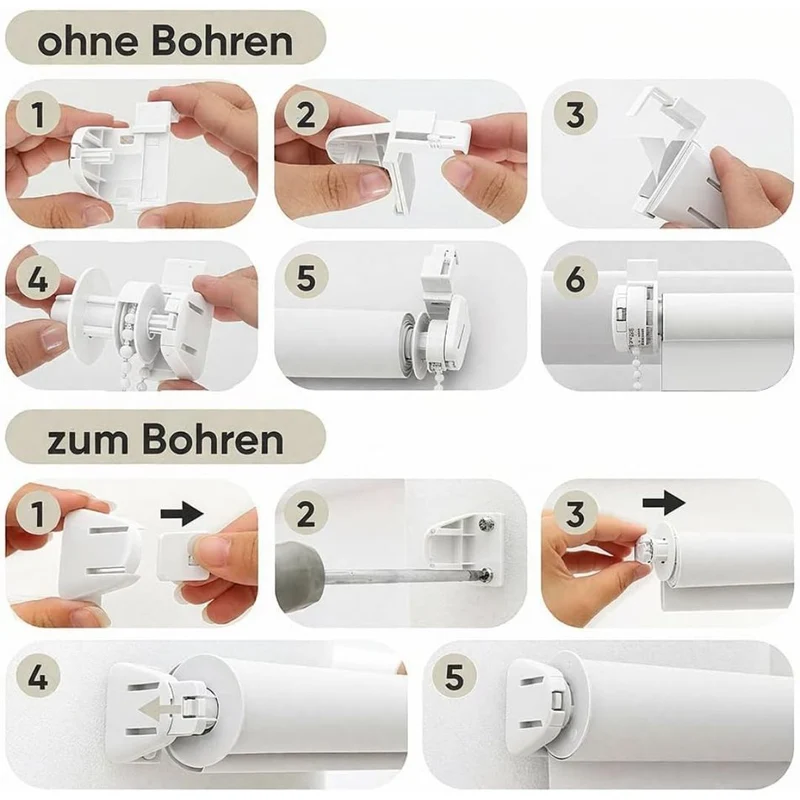 Sekey Rollo ohne Bohren, Lichtdurchlässiges Fensterrollo aus Vliesstoff, Klemmfix Rollos, Weiß