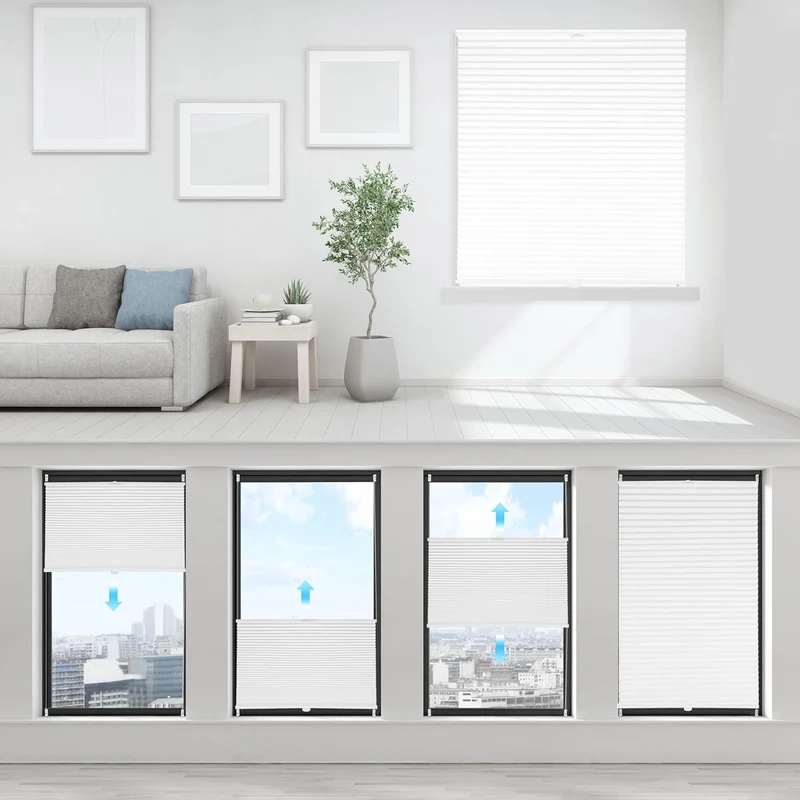 Sekey Plissee ohne Bohren, Lichtdurchlässiges Fensterplissee aus Vliesstoff, Klemmfix Jalousie, Weiß