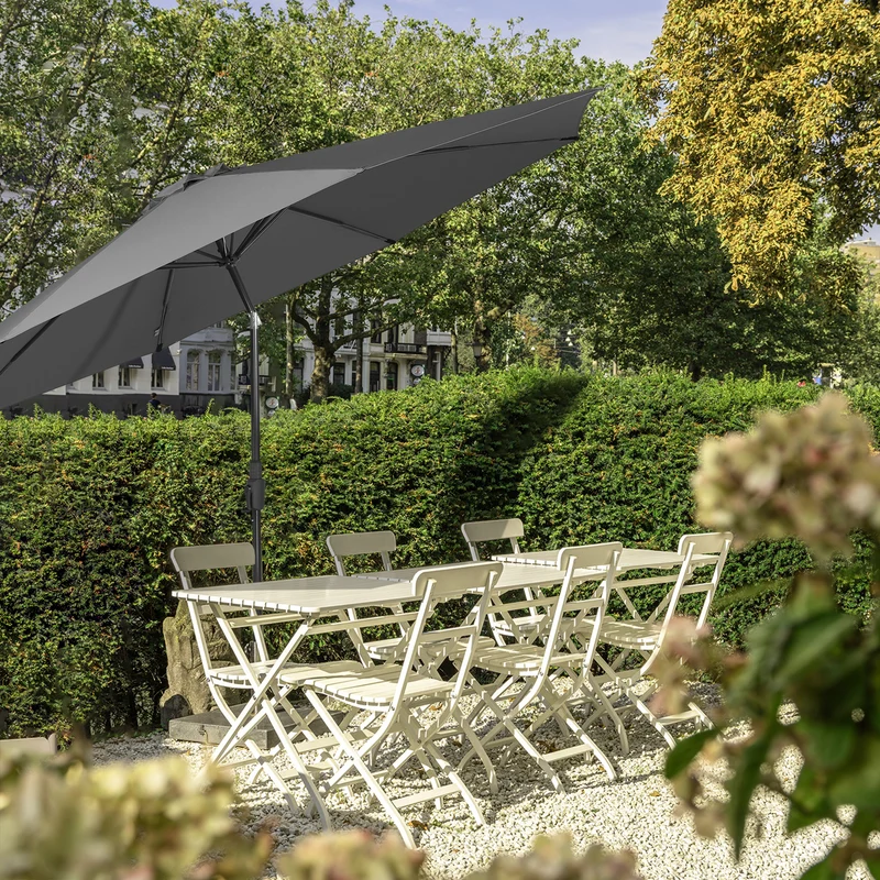Sekey Runde Sonnenschirm Ø 350 cm mit Kurbel & Auto-Knickfunktion Windstabil, UPF 50+ Für Balkon, Terrasse & Garten Recyceltes Polyester (GRS-zertifiziert)