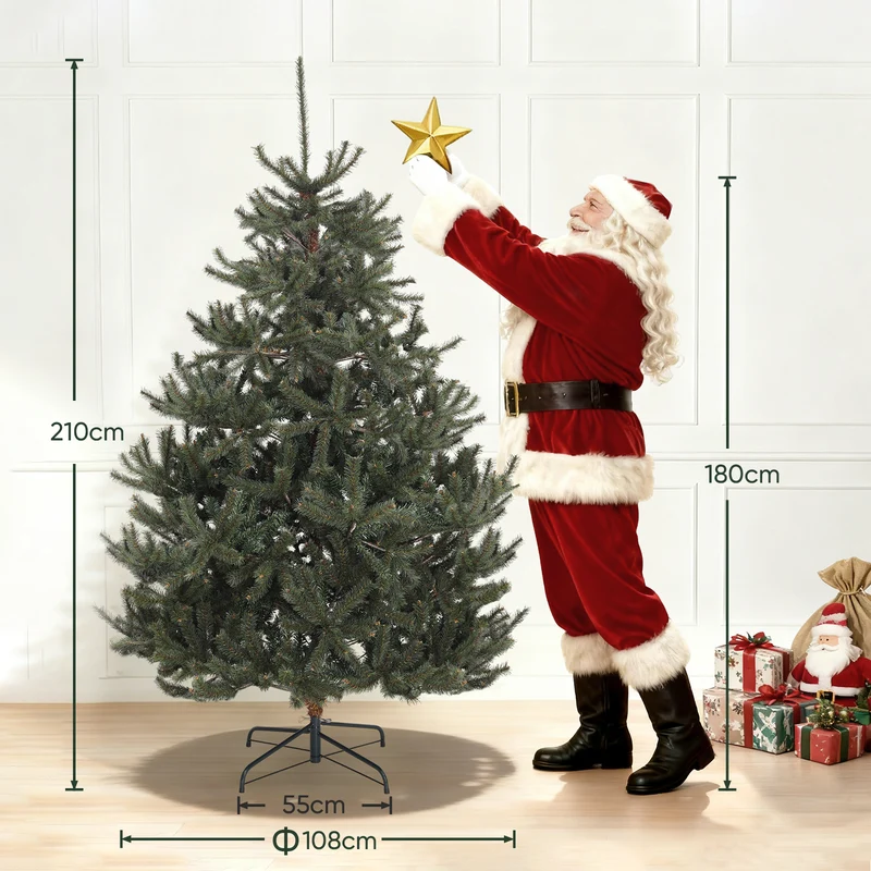 Salcar Künstlicher Nordmanntannen Weihnachtsbaum – Ultra-realistisch, 180 cm / 210 cm, 1118 / 1512 Spitzen, Dicht & Langlebig für Innen- und Außenbereich