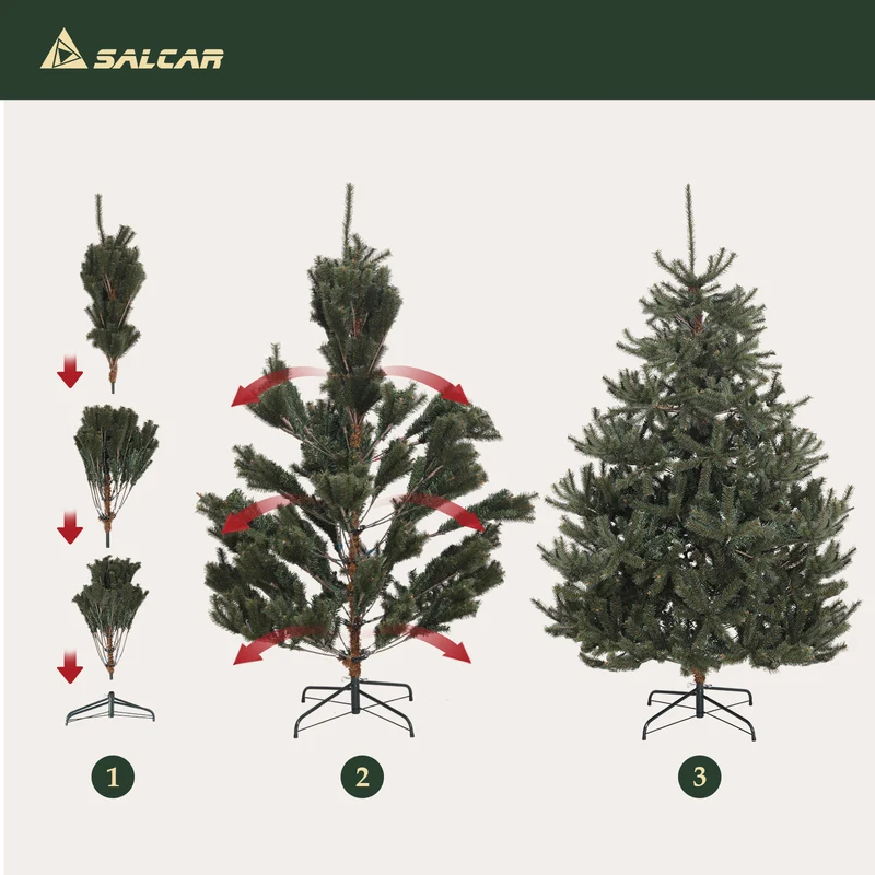 Salcar Künstlicher Nordmanntannen Weihnachtsbaum – Ultra-realistisch, 180 cm / 210 cm, 1118 / 1512 Spitzen, Dicht & Langlebig für Innen- und Außenbereich