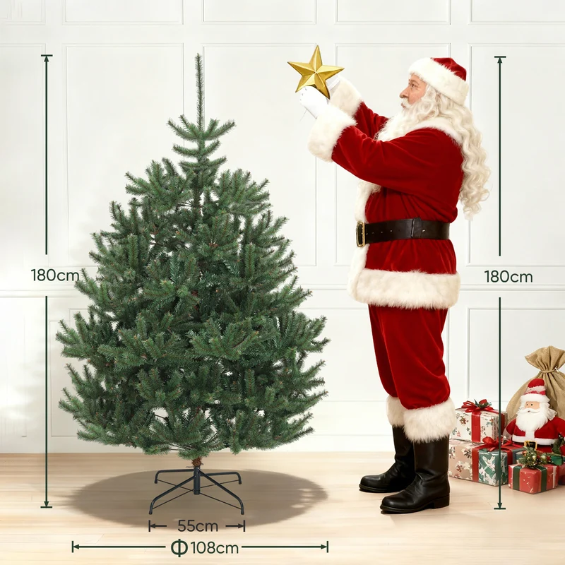 Salcar Künstlicher Weihnachtsbaum Nordmanntanne – Ultra-realistisch, 180 cm / 210 cm mit 1118 / 1512 Spitzen, Dicht & Robus, Für Innen- & Außenbereich