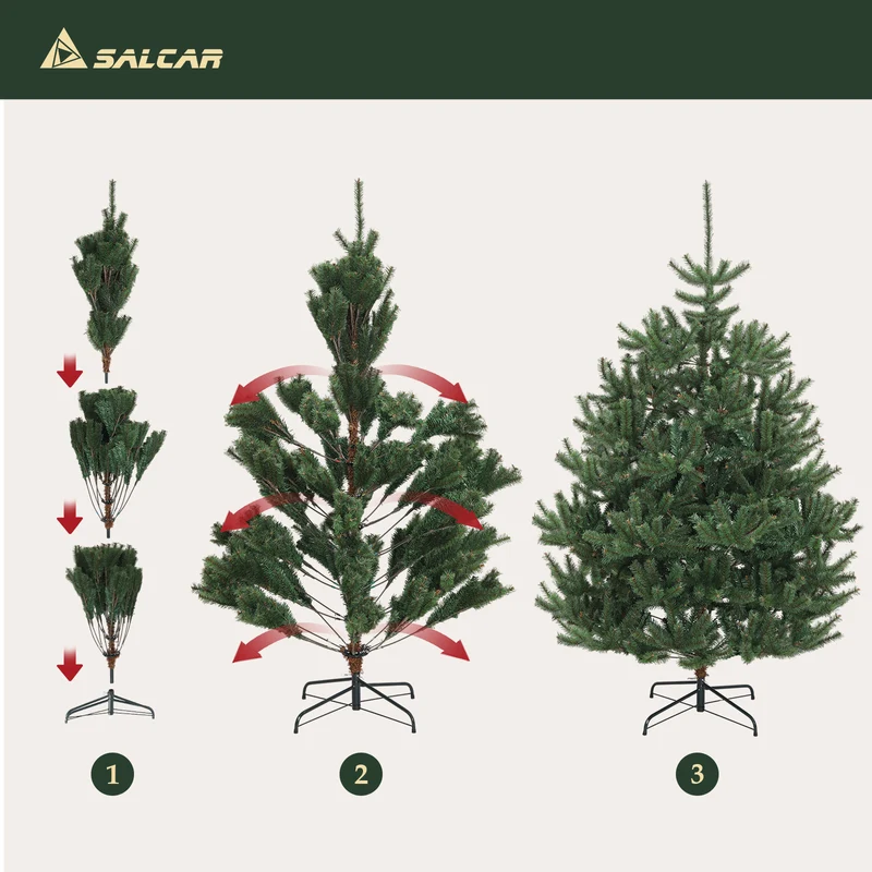 Salcar Künstlicher Weihnachtsbaum Nordmanntanne – Ultra-realistisch, 180 cm / 210 cm mit 1118 / 1512 Spitzen, Dicht & Robus, Für Innen- & Außenbereich