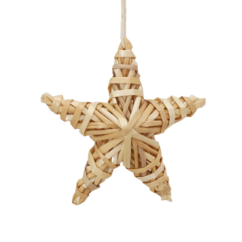Salcar 6er Set Handgefertigte Strohsterne – Natürliche Weihnachtsbaumanhänger aus Stroh, Fünfzackige Sterne für Christbaum & Adventsdeko