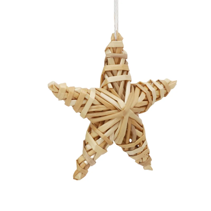 Salcar 12er Set Strohsterne zum Hängen – Handgefertigte natürliche Fünfzackige Sterne aus Stroh, nachhaltiger Christbaumschmuck für Weihnachtsbaum & Adventsdeko