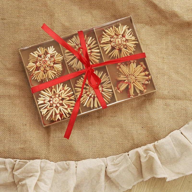 Salcar 24-teiliges Strohstern-Set – Handgefertigter Christbaumschmuck aus Naturstroh für eine nachhaltige und festliche Weihnachtsdekoration