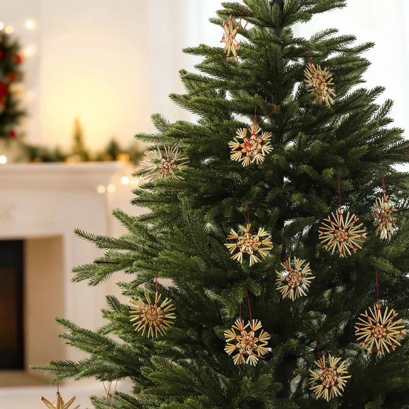 Salcar 24-teiliges Strohstern-Set – Handgefertigter Christbaumschmuck aus Naturstroh für eine nachhaltige und festliche Weihnachtsdekoration