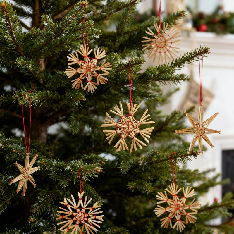 Salcar 24-teiliges Strohstern-Set – Handgefertigter Christbaumschmuck aus Naturstroh für eine nachhaltige und festliche Weihnachtsdekoration