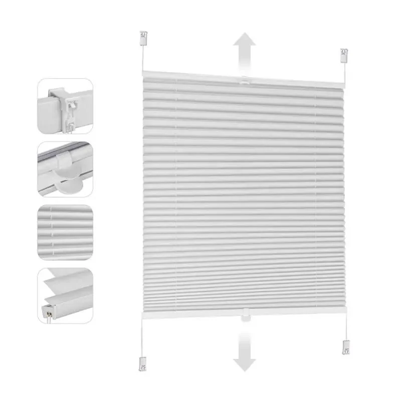 Sekey Plissee ohne Bohren Klemmfix, Lichtdurchlässiges Faltrollo mit Up & Down Funktion, Sonnenschutz & UV-Schutz, Verstellbares Fensterplissee aus Polyester, Weiß