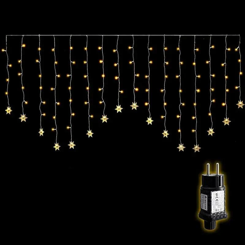 Salcar 2 x 1 m LED Schneeflocke Lichtervorhang, 16 Strängen, 104 LEDs, 31V GS-zertifizierte Stromversorgung