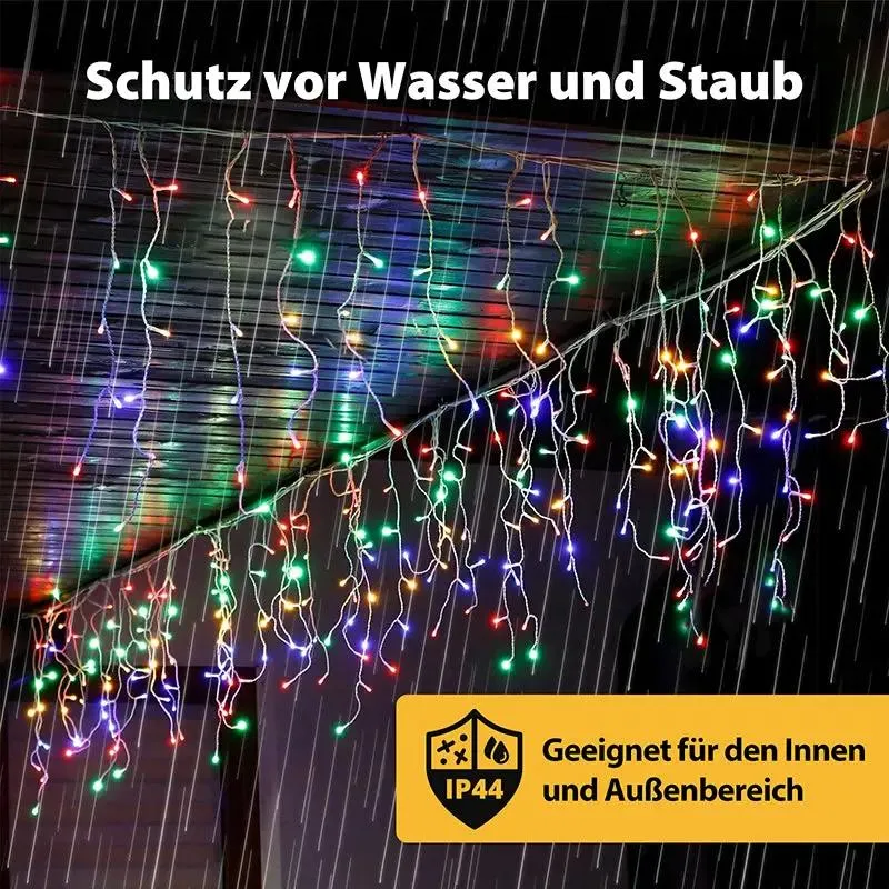 Salcar 2m/5m/10m LED Eisregen Lichterkette, 80/200/400 LEDs, 31V GS-zertifizierte Stromversorgung
