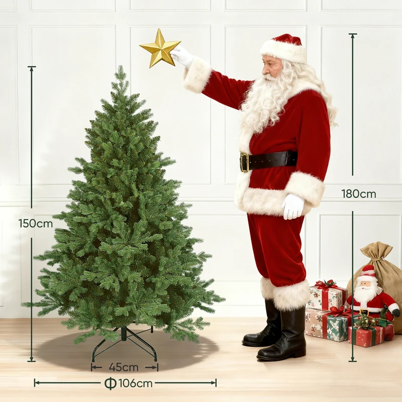 Salcar Künstlicher Weihnachtsbaum Fichte – Dunkelgrün, naturgetreu & extra dicht, PE & PVC, 150 / 180 / 210 cm