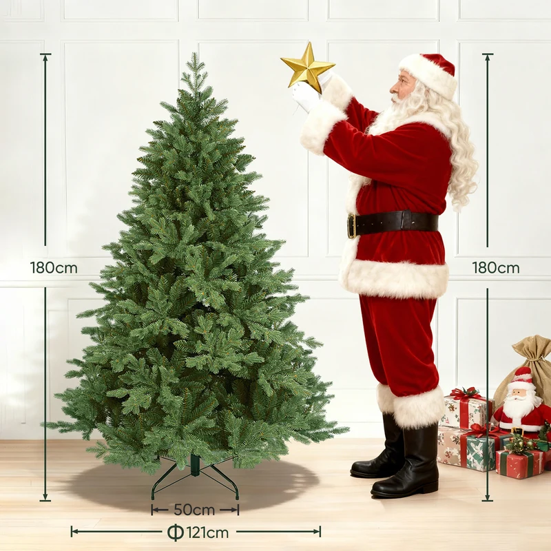 Salcar Künstlicher Weihnachtsbaum Fichte – Dunkelgrün, naturgetreu & extra dicht, PE & PVC, 150 / 180 / 210 cm