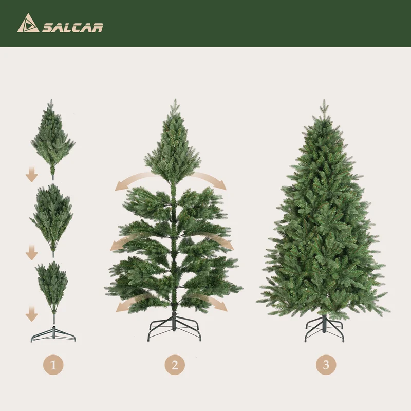 Salcar Künstlicher Weihnachtsbaum Nordmanntanne – PE & PVC, naturgetreuer Christbaum, 150/180/210 cm