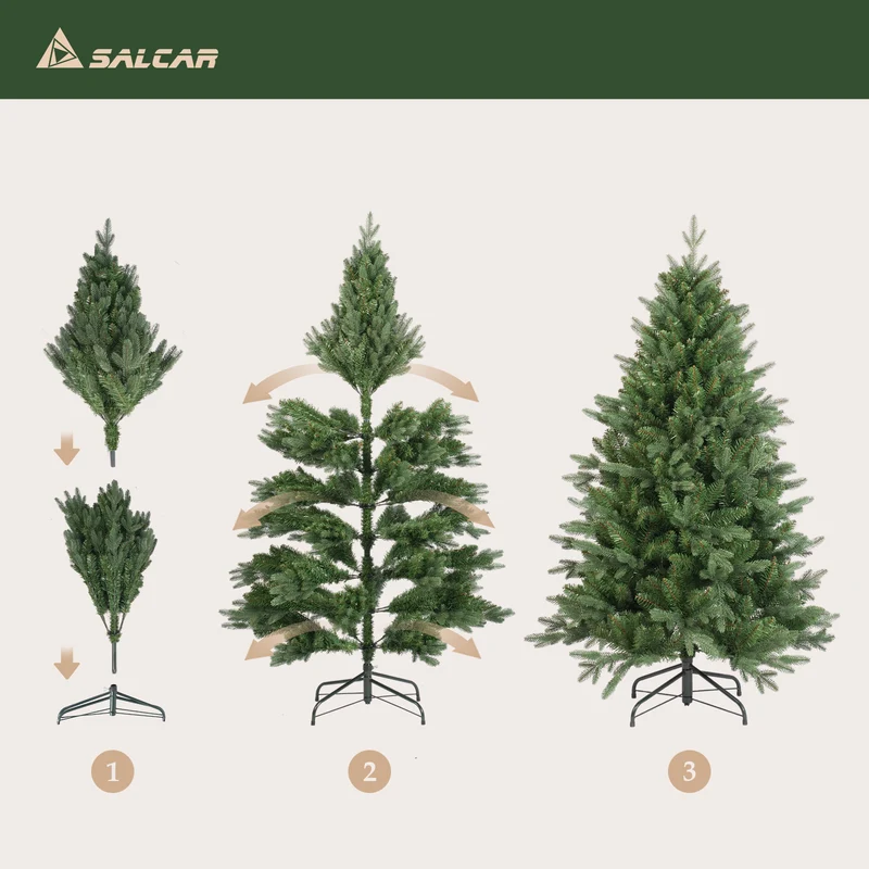 Salcar Künstlicher Weihnachtsbaum Nordmanntanne – PE & PVC, naturgetreuer Christbaum, 150/180/210 cm