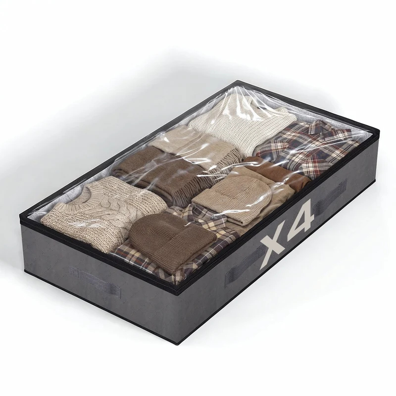 Sekey Unterbett-Aufbewahrungsboxen 90L, atmungsaktiv, modular, ideal für Kleidung, Bettwäsche & saisonale Textilien