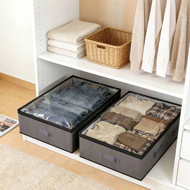 Sekey Unterbett-Aufbewahrungsboxen 90L, atmungsaktiv, modular, ideal für Kleidung, Bettwäsche & saisonale Textilien