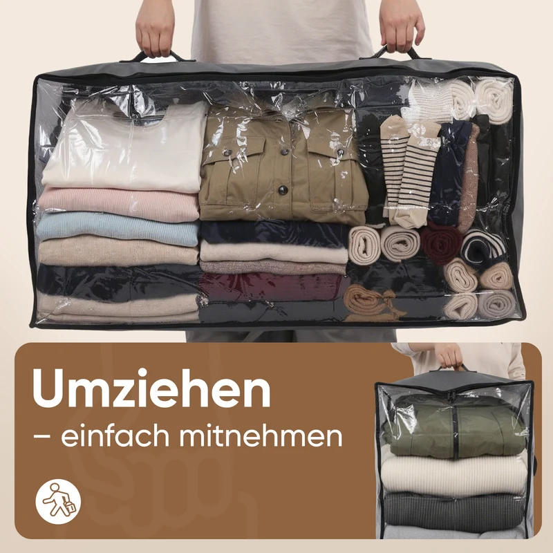 Sekey Unterbett-Aufbewahrungsboxen 90L, atmungsaktiv, modular, ideal für Kleidung, Bettwäsche & saisonale Textilien