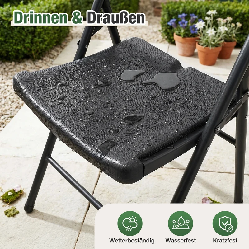 Sekey Klappstuhl Holzmaserung – Klappbare Gartenstühle für Balkon, Terrasse & Garten (2er, 4er & 6er Sets)