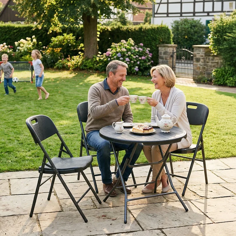 Sekey Klappstuhl Holzmaserung – Klappbare Gartenstühle für Balkon, Terrasse & Garten (2er, 4er & 6er Sets)