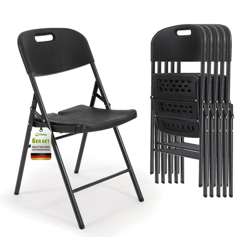 Sekey Klappstuhl Holzmaserung – Klappbare Gartenstühle für Balkon, Terrasse & Garten (2er, 4er & 6er Sets)