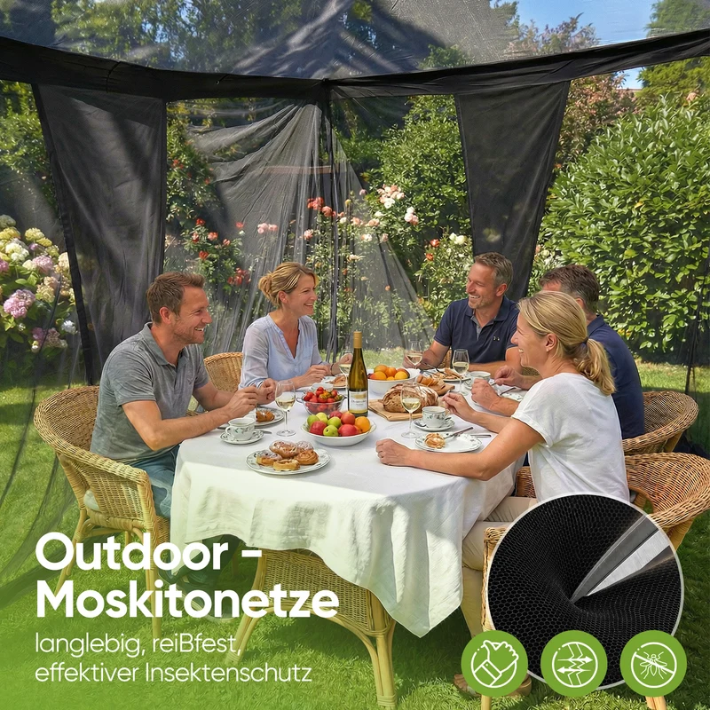 Sekey Moskitonetz Pavillon Schwarz 3,5×2,5×2,5 m – Großes Fliegennetz für Pergola & Terrasse, Robuster Mückenschutz Garten Outdoor mit Zubehör