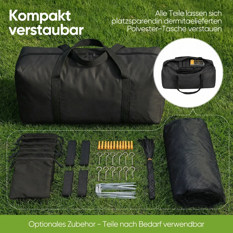 Sekey Moskitonetz Pavillon Schwarz 3,5×2,5×2,5 m – Großes Fliegennetz für Pergola & Terrasse, Robuster Mückenschutz Garten Outdoor mit Zubehör