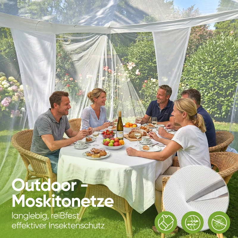 Sekey Moskitonetz Pavillon 3,5×2,5×2,5 m – Großes Fliegennetz für Pergola & Terrasse, Stabiler Mückenschutz Garten Outdoor mit Zubehör
