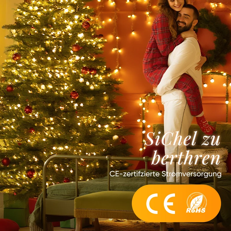 Salcar LED Cluster Lichterkette Kupferdraht | 200/400/600/800 LEDs | 5m/10m/15m/20m | Warmweiß, 8 Modi, Timer & Memory, IP44 Wasserdicht für Innen & Außen