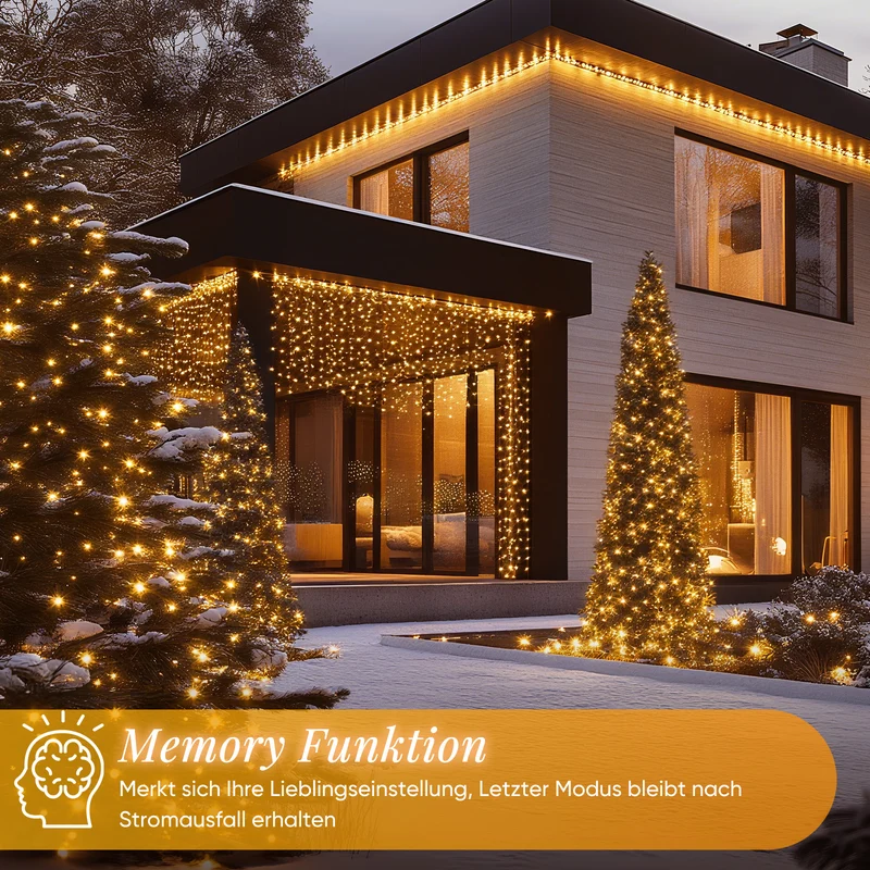 Salcar LED Cluster Lichterkette Kupferdraht | 200/400/600/800 LEDs | 5m/10m/15m/20m | Warmweiß, 8 Modi, Timer & Memory, IP44 Wasserdicht für Innen & Außen