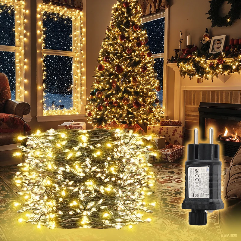 Salcar LED Cluster Lichterkette Kupferdraht | 200/400/600/800 LEDs | 5m/10m/15m/20m | Warmweiß, 8 Modi, Timer & Memory, IP44 Wasserdicht für Innen & Außen