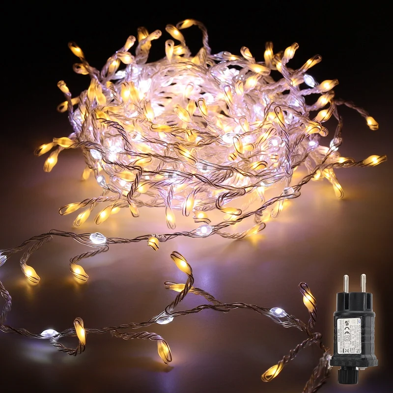 Salcar LED Lichterkette Außen, Warmweiß & Kaltweiß, 14 Modi, Timer & Memory, IP44 Wasserdicht, Weihnachtsbeleuchtung für Garten, Balkon, Party, Hochzeit