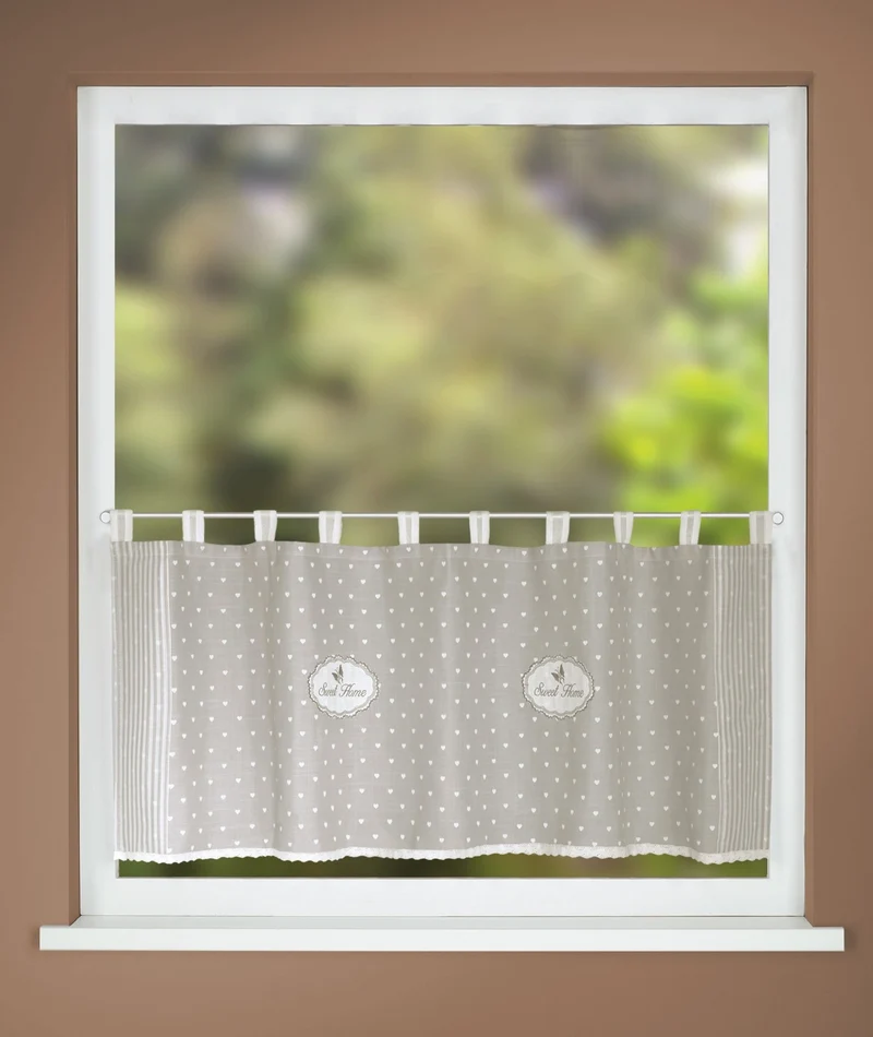 Schlaufen Scheibengardine Füssen Sweet Home grau HxB 50x135cm